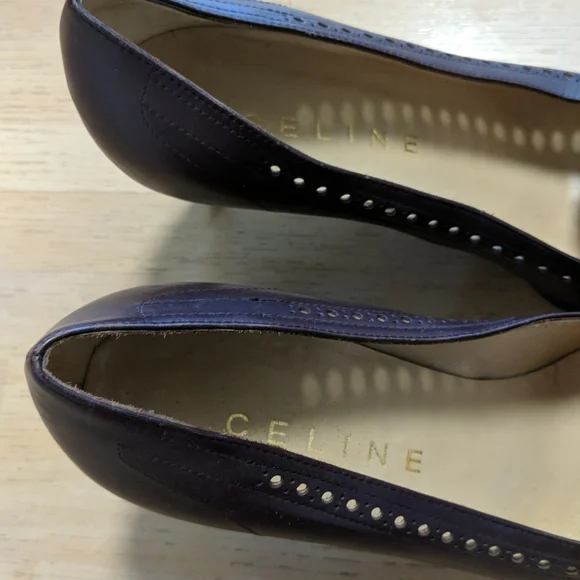 Celine burgundy-brown leather classic pumps/shoes, 2 1/2" heal,size 38 - Picture 2 of 11